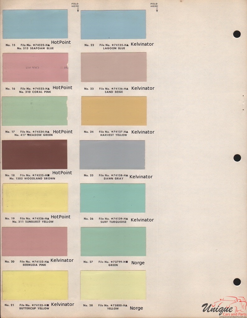 1958 Appliance Paint Charts DuPont 3